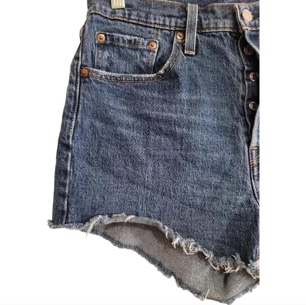 Levi's 501 Button Fly Cutoff Denim Jean Shorts 29 Dark Wash